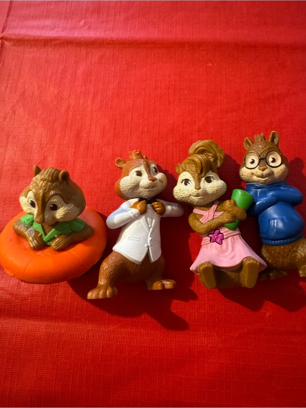 McDonald's Chipmunk Figurine Set - Brown, Pink, Blue, Orange, White, Green